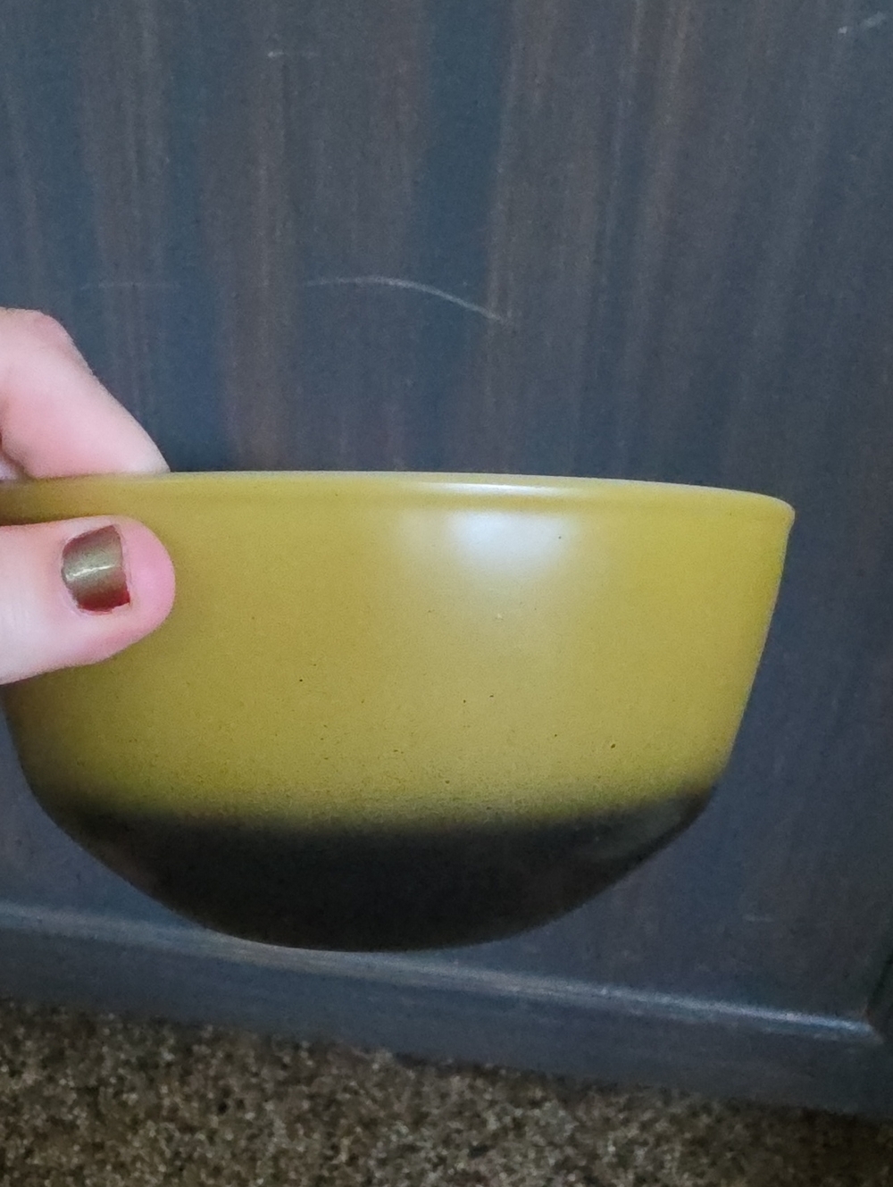 Vintage Anchor Hocking Yellow/green‎ Ombre  Ceramic Bowl